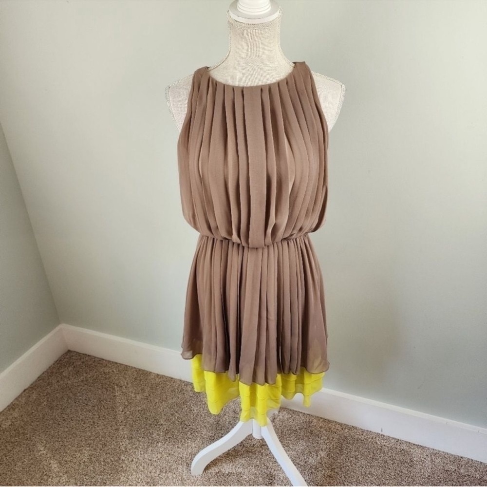 Jessica Simpson XSBrown and Yellow Pleated Dress - Picture 10 of 10